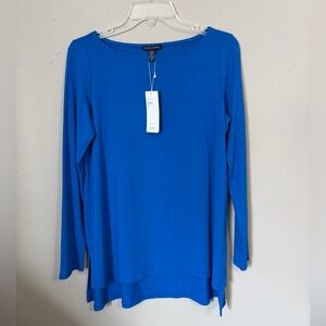 NWT Eileen Fisher Viscose Jersey Bateau Neck Long Sleeve Top Size S